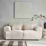 2-Sitzer-Sofa, weißer Teddy Bouclé-Bezug, 2 abnehmbare Kissen, Wallas B 178 x T 97,5 x H 73cm Photo1