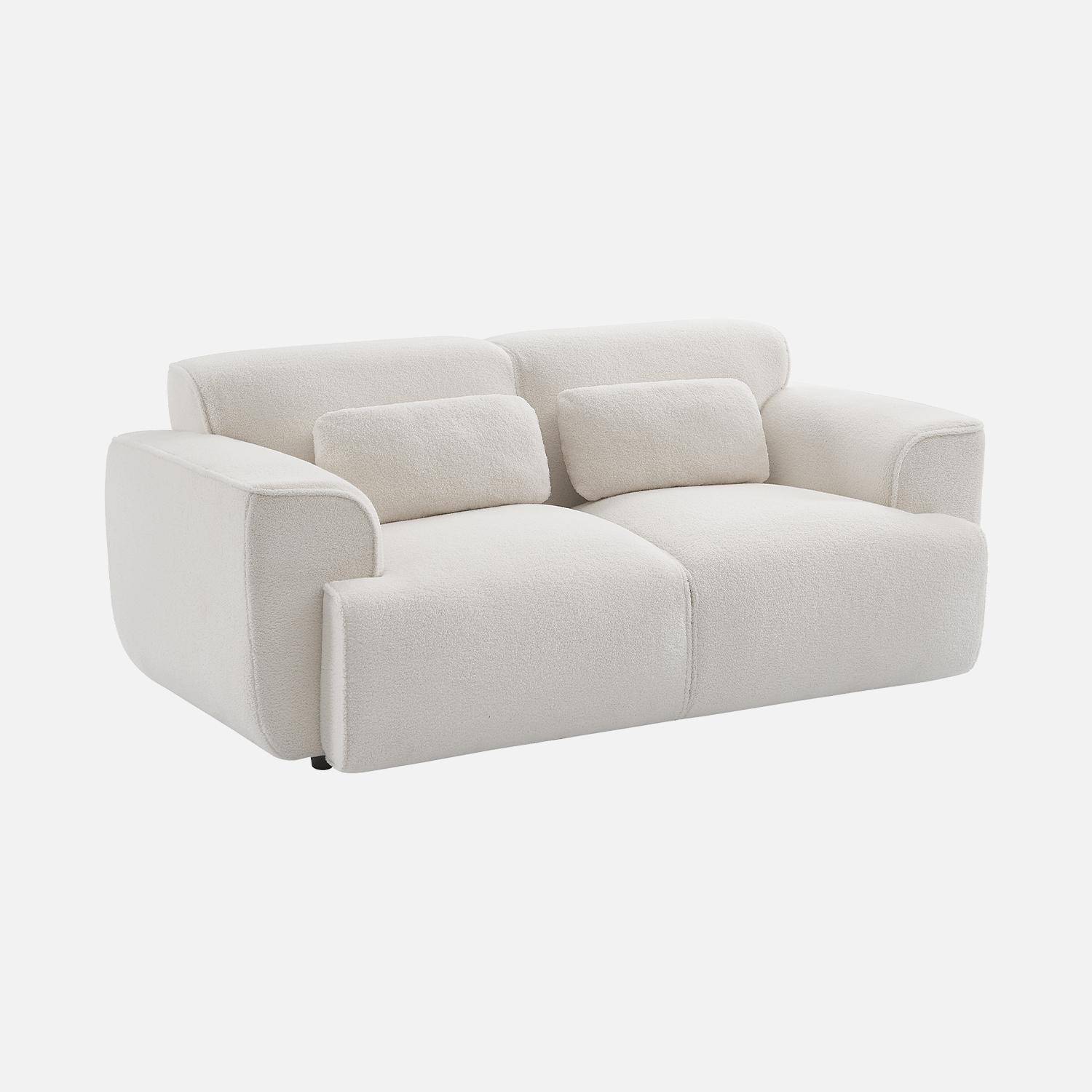 2-Sitzer-Sofa, weißer Teddy Bouclé-Bezug, 2 abnehmbare Kissen, Wallas B 178 x T 97,5 x H 73cm Photo4