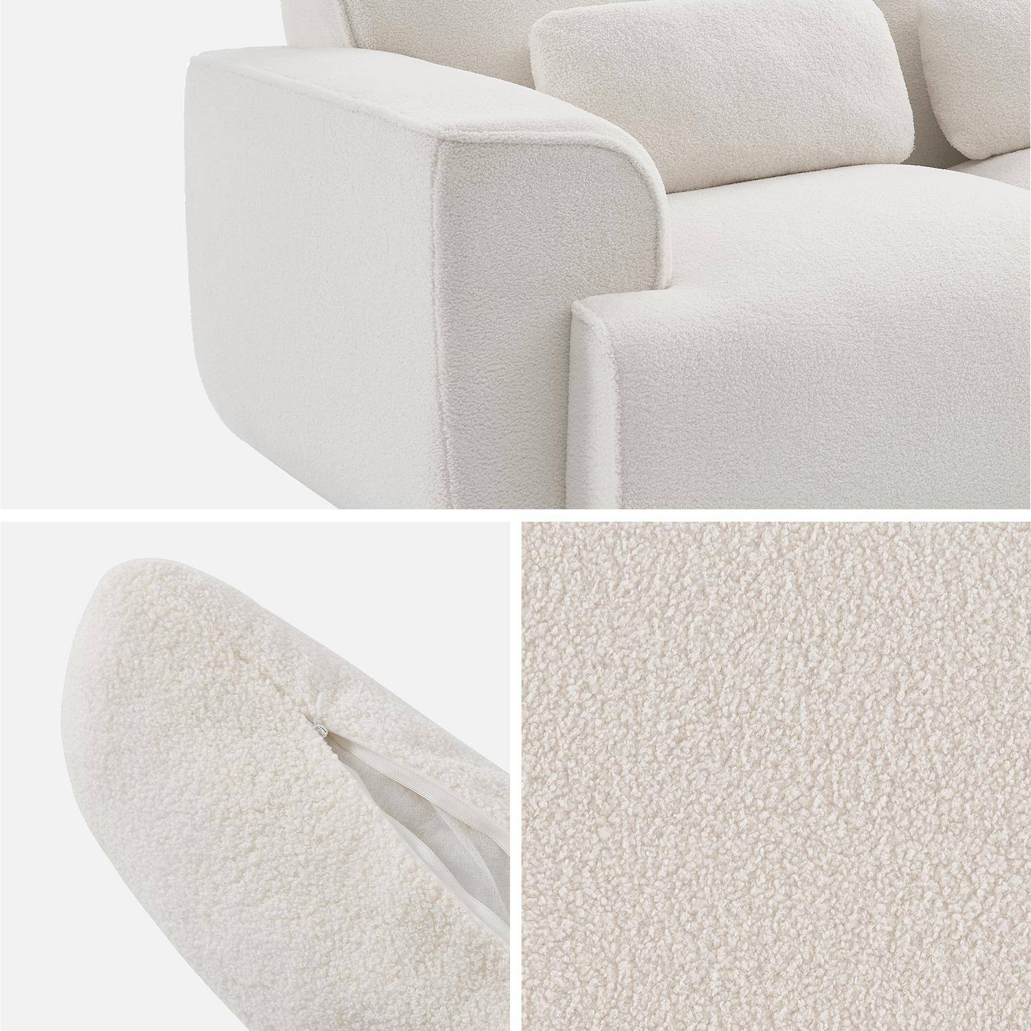 2-Sitzer-Sofa, weißer Teddy Bouclé-Bezug, 2 abnehmbare Kissen, Wallas B 178 x T 97,5 x H 73cm,sweeek,Photo6