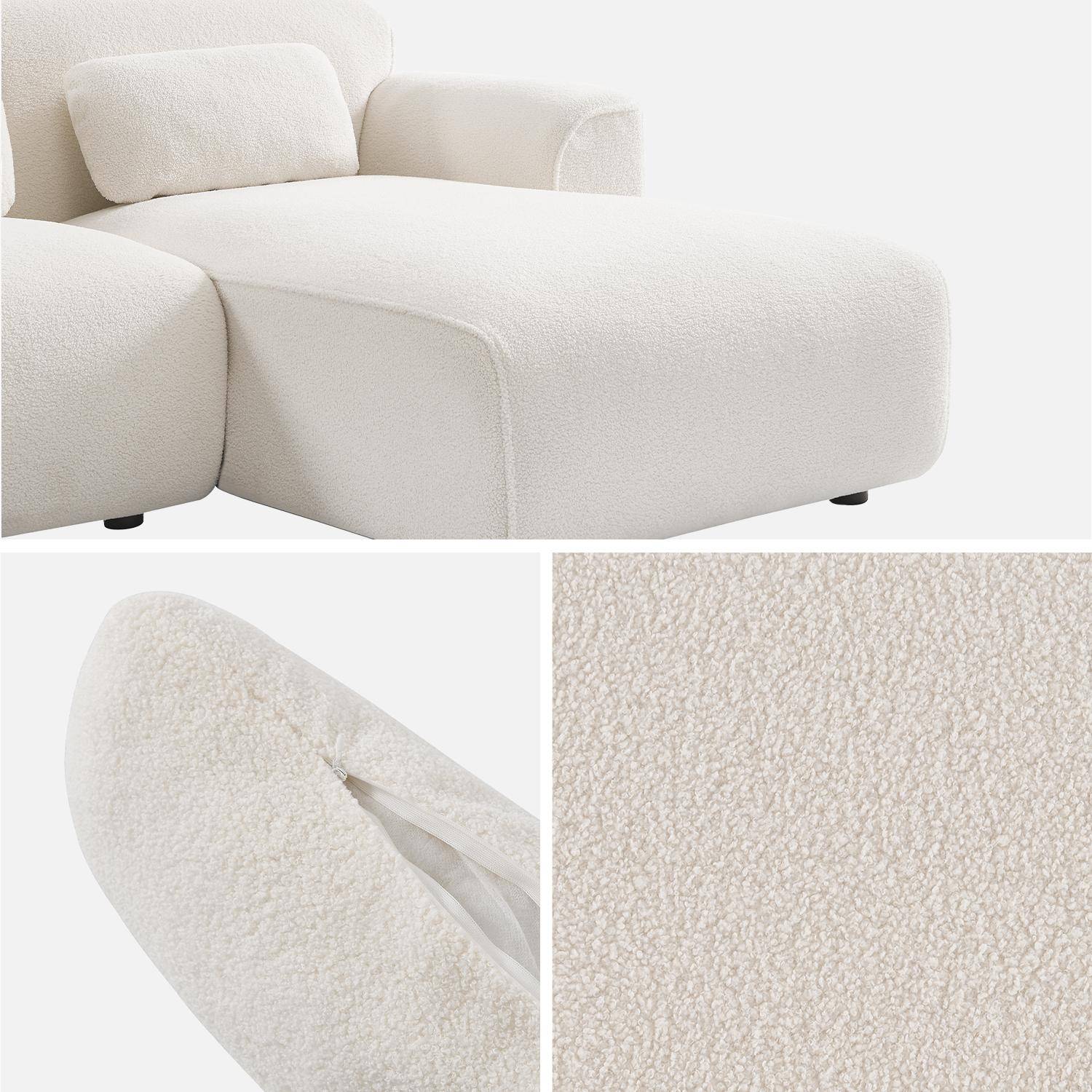 Canapé 3 places, angle droit, tissu bouclette, Wallas, L 196 x P 151 / 91 / x H 73cm Photo4
