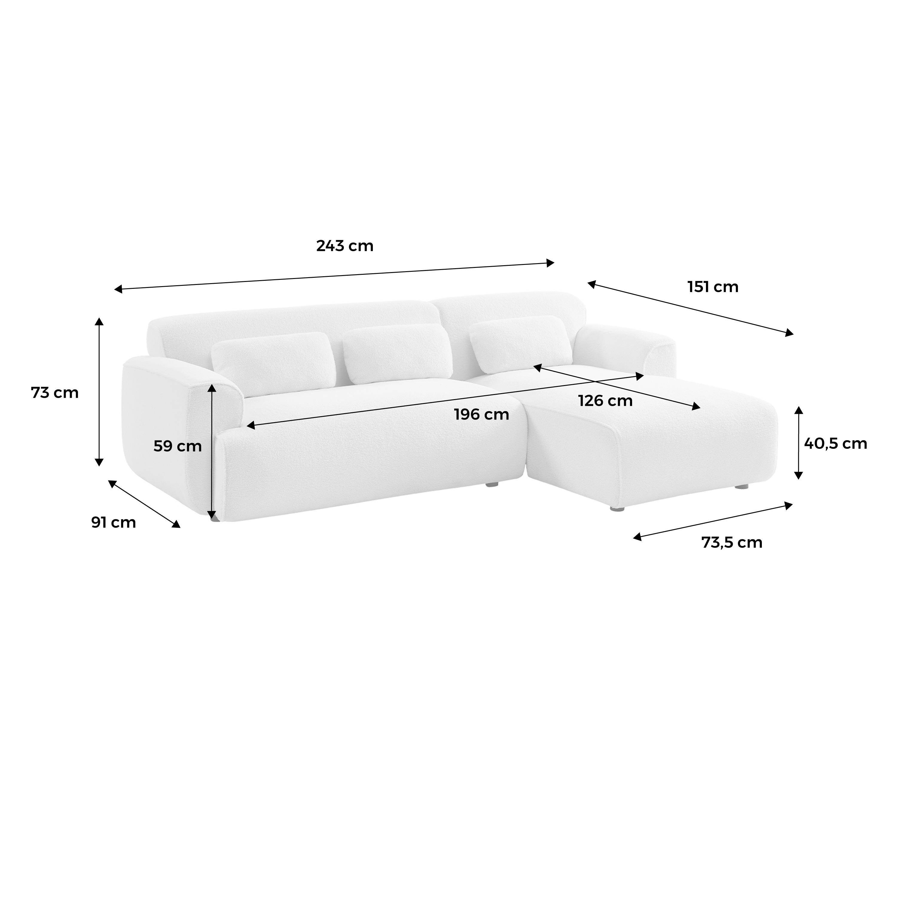HOMCOM Divano Angolare In Velluto A Coste Beige - 3 Posti Con Meridienne, Molle Insaccate - Largo 214 Cm, Portata 400 Kg - 2
