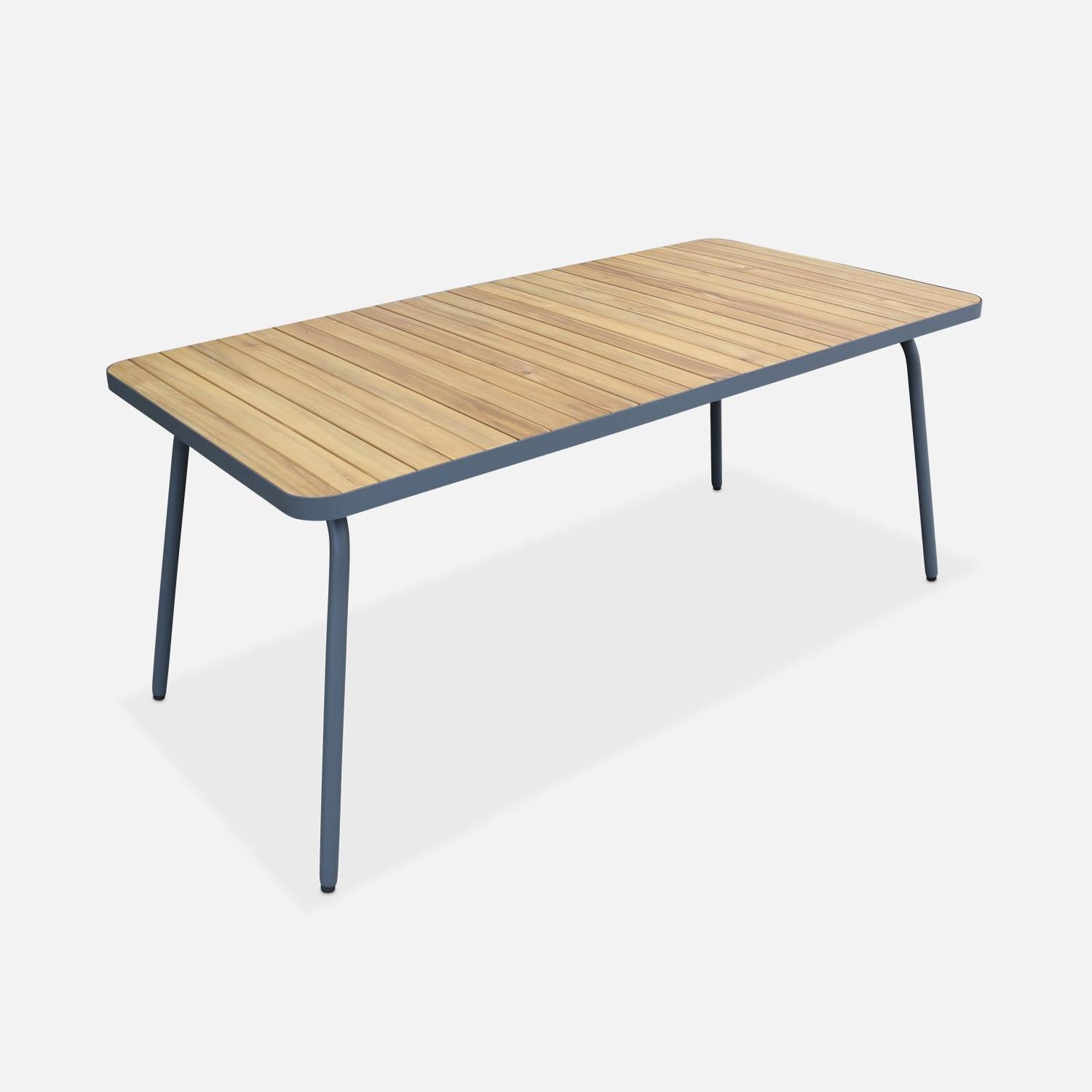 Gartentisch aus Holz, anthrazitfarbener Stahl, 6 Plätze I sweeek