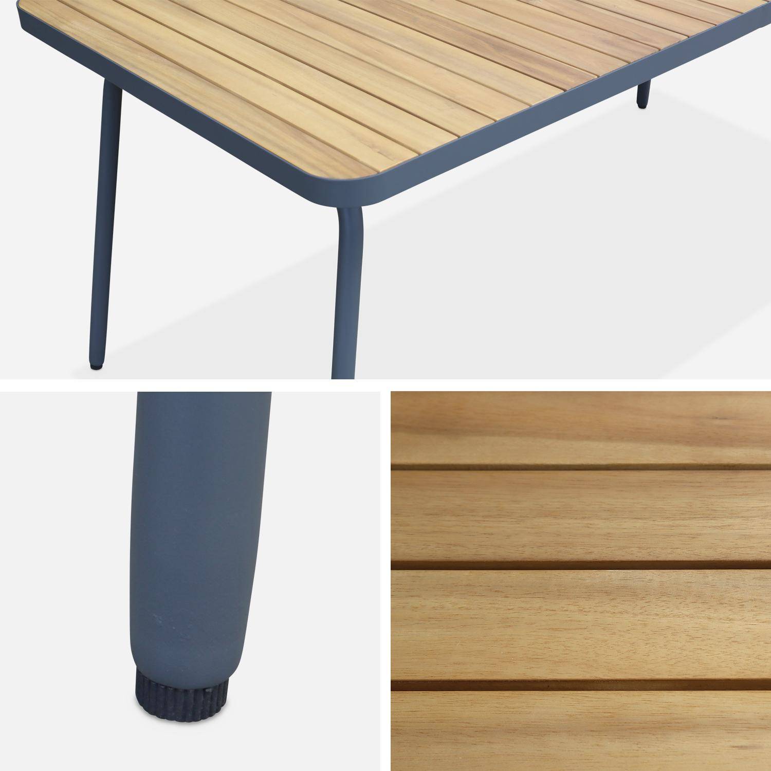 Table de jardin en bois d'acacia FSC, acier anthracite, pieds pliables, 6 places ,sweeek,Photo3