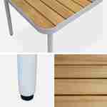 Table de jardin en bois d'acacia FSC, acier blanc cassé, pieds pliables, 6 places  Photo3