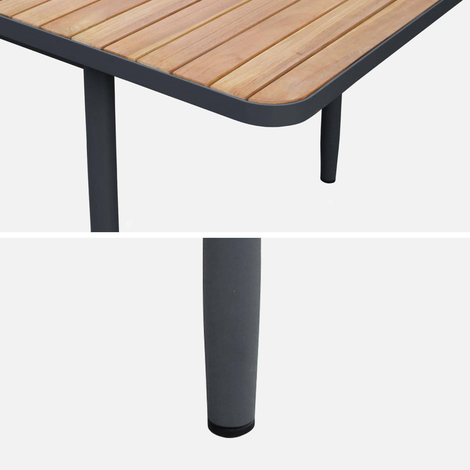 Table de jardin extensible en bois teck, structure aluminium anthracite, 8 places  Photo3