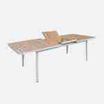 Table de jardin extensible en bois teck, structure aluminium blanc 8 places  Photo2