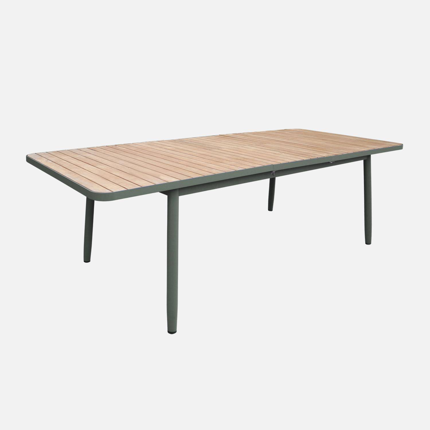 Table de jardin extensible en bois teck, structure aluminium savane, 8 places ,sweeek,Photo2