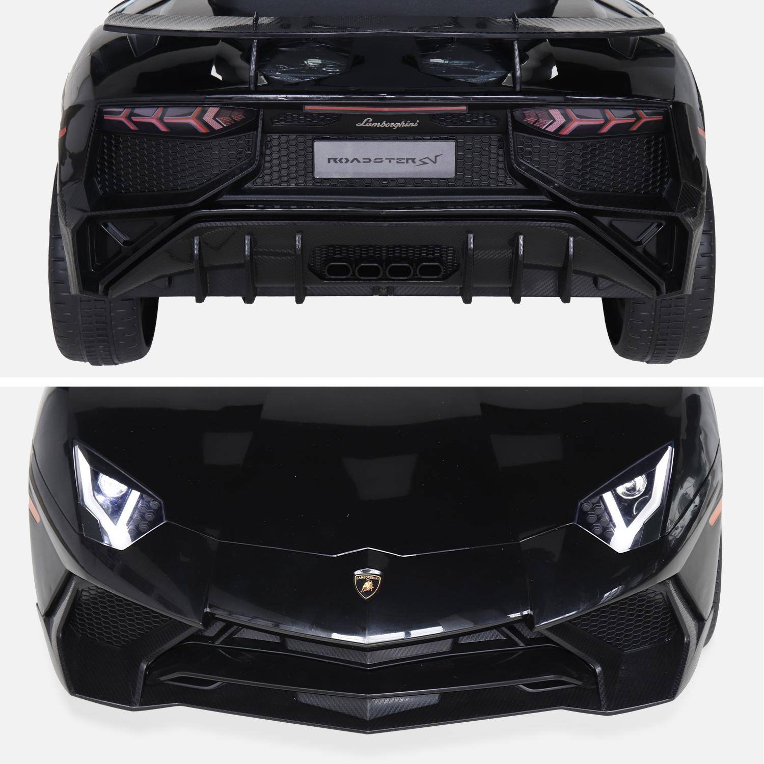 12V Elektroauto für Kinder Lamborghini, schwarz, 1 Sitzer, mit Autoradio, Fernbedienung, MP3, USB-Anschluss und funktionierenden Scheinwerfern,sweeek,Photo8