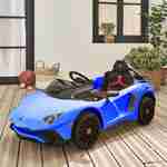 Voiture électrique 12V pour enfant Lamborghini, bleu, 1 place, avec autoradio, télécommande, MP3, port USB et phares fonctionnels Photo1