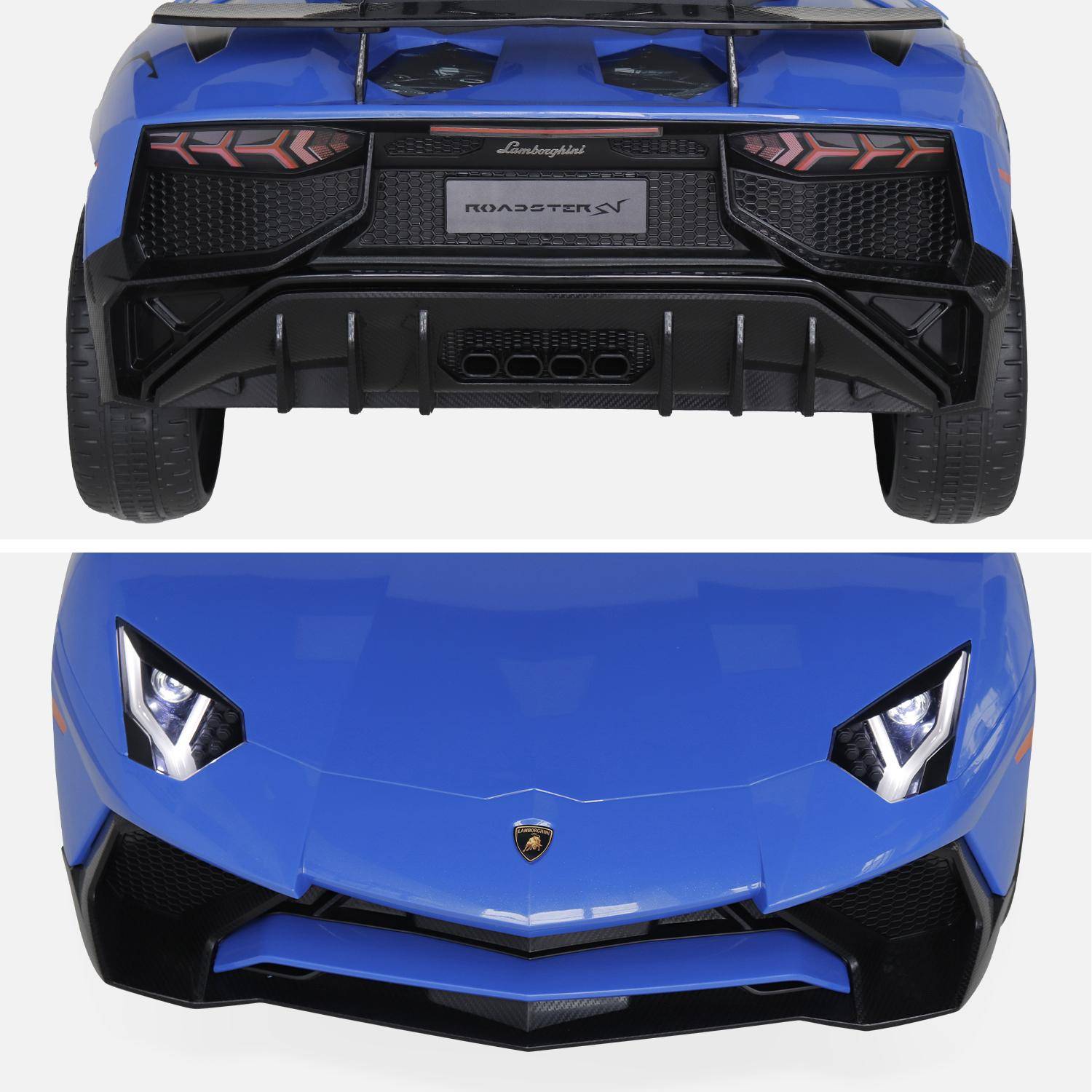 Voiture électrique 12V pour enfant Lamborghini, bleu, 1 place, avec autoradio, télécommande, MP3, port USB et phares fonctionnels,sweeek,Photo8