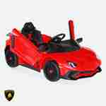 12V Lamborghini elektrische kinderauto, rood, 1 zitplaats, met autoradio, afstandsbediening, MP3, USB-poort en koplampen. Snelle levering, 2 jaar garantie. Photo2