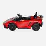 12V Lamborghini elektrische kinderauto, rood, 1 zitplaats, met autoradio, afstandsbediening, MP3, USB-poort en koplampen. Snelle levering, 2 jaar garantie. Photo4