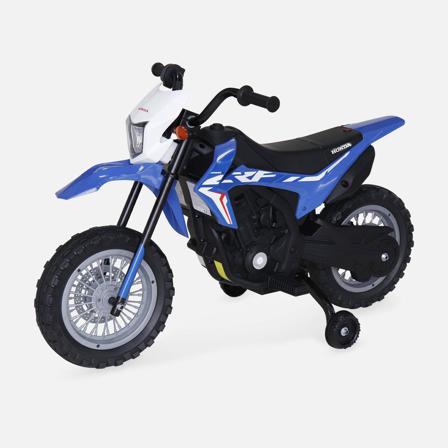 Moto électrique enfant Honda 6V, bleue, 1 place Photo2