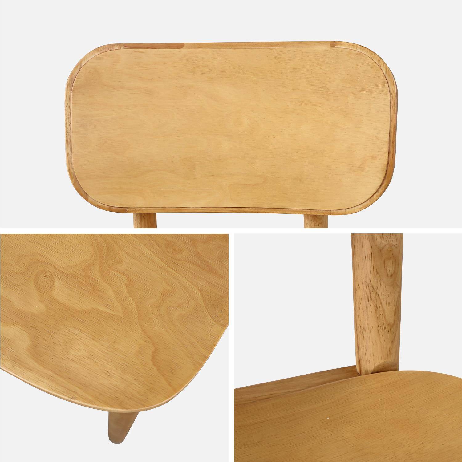 Juego de 2 sillas de madera de caucho, forma curva, acabado cepillado Photo7