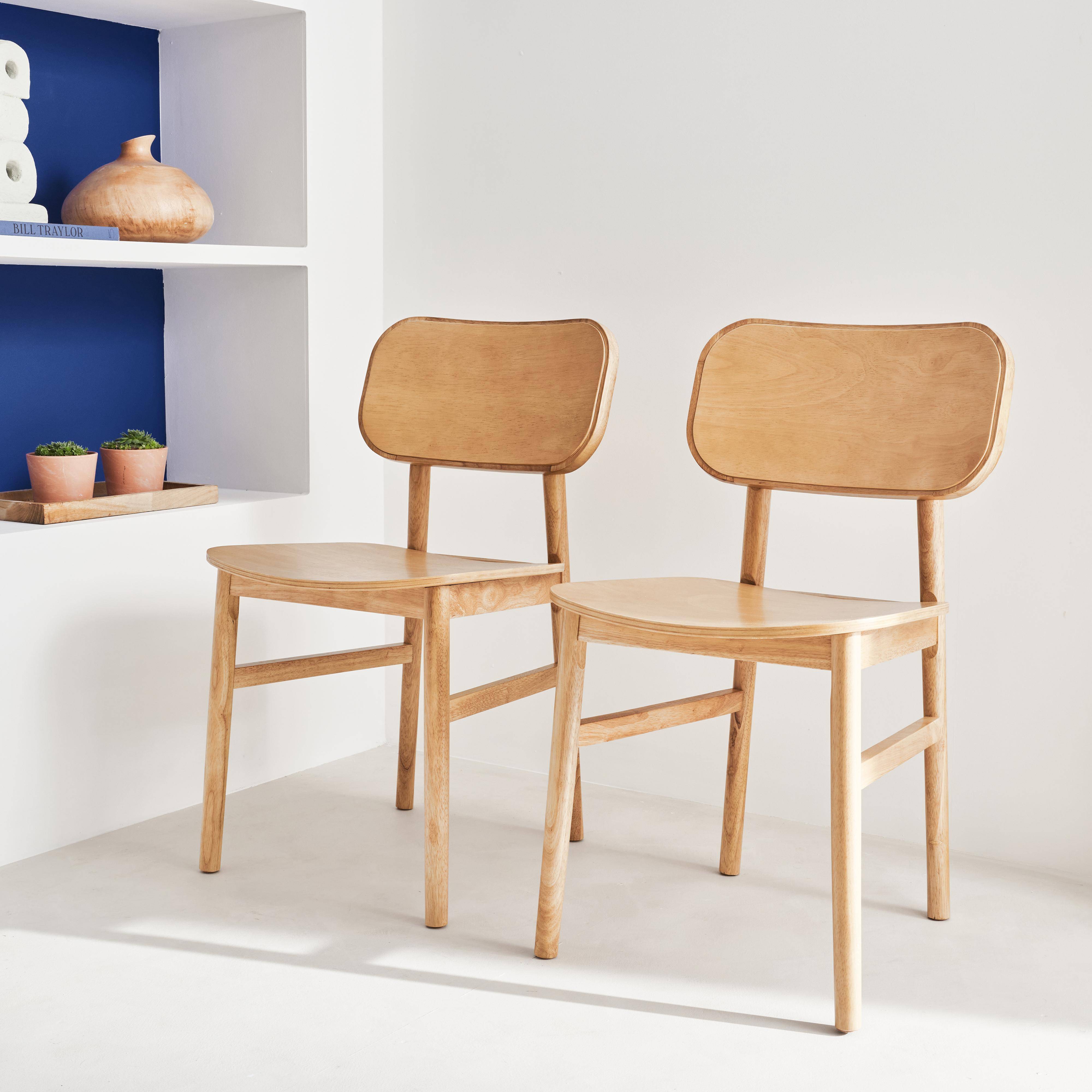 Set van 2 rubberhouten stoelen, gebogen vorm, geborstelde afwerking Photo2
