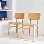 Lot de 2 chaises en bois d'hévéa, forme courbée, finition brossée Photo2