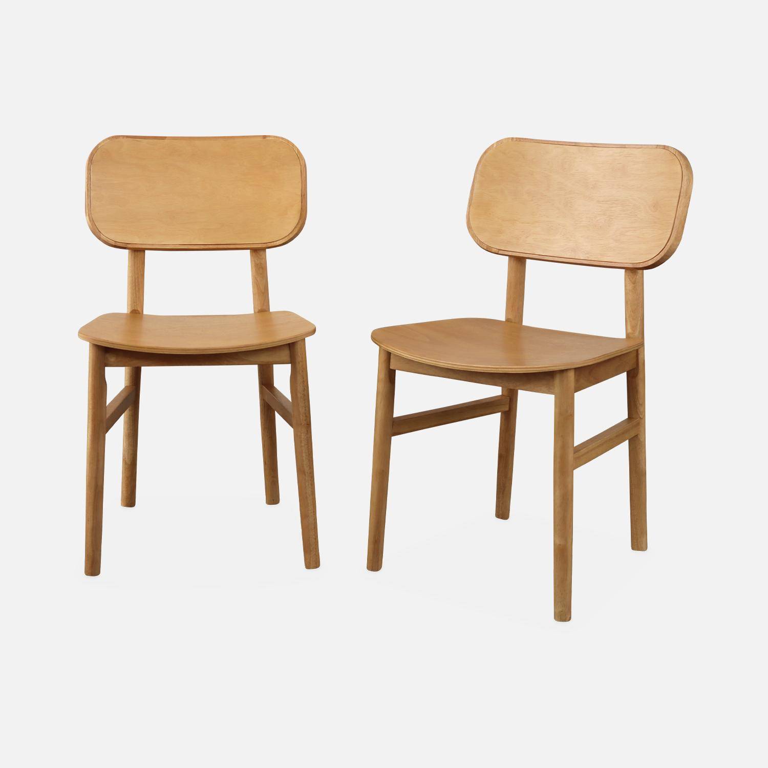 Lot de 2 chaises en bois d'hévéa, forme courbée, finition brossée,sweeek,Photo5