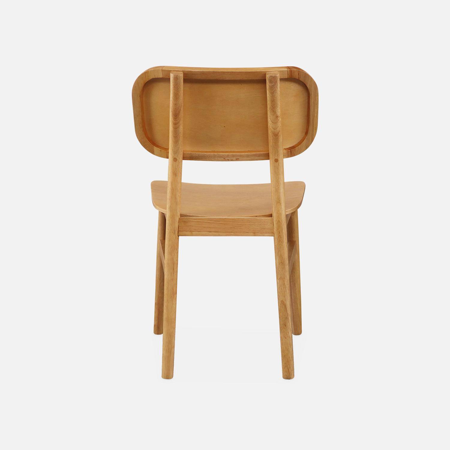 Juego de 2 sillas de madera de caucho, forma curva, acabado cepillado Photo6