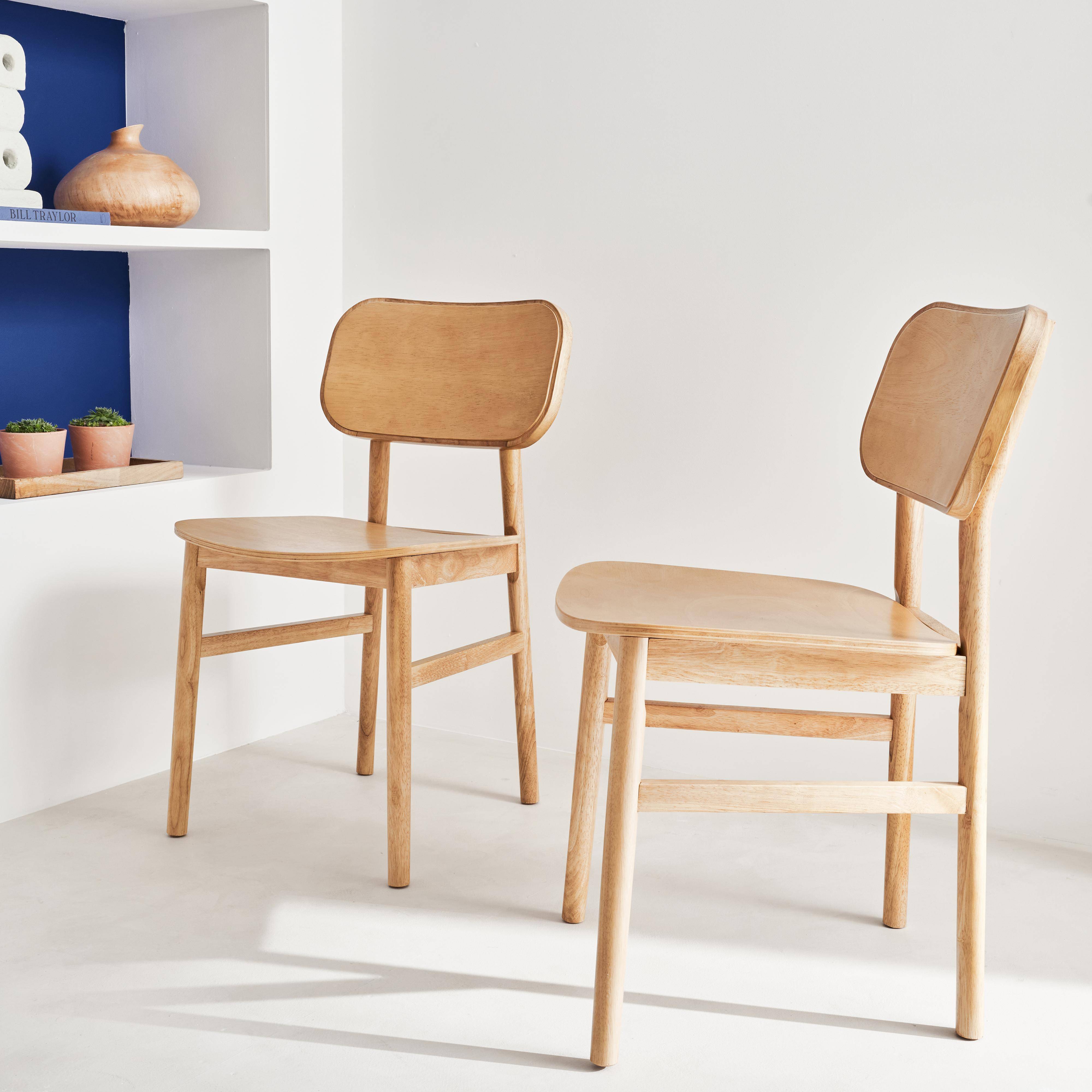 Set van 2 rubberhouten stoelen, gebogen vorm, geborstelde afwerking Photo1