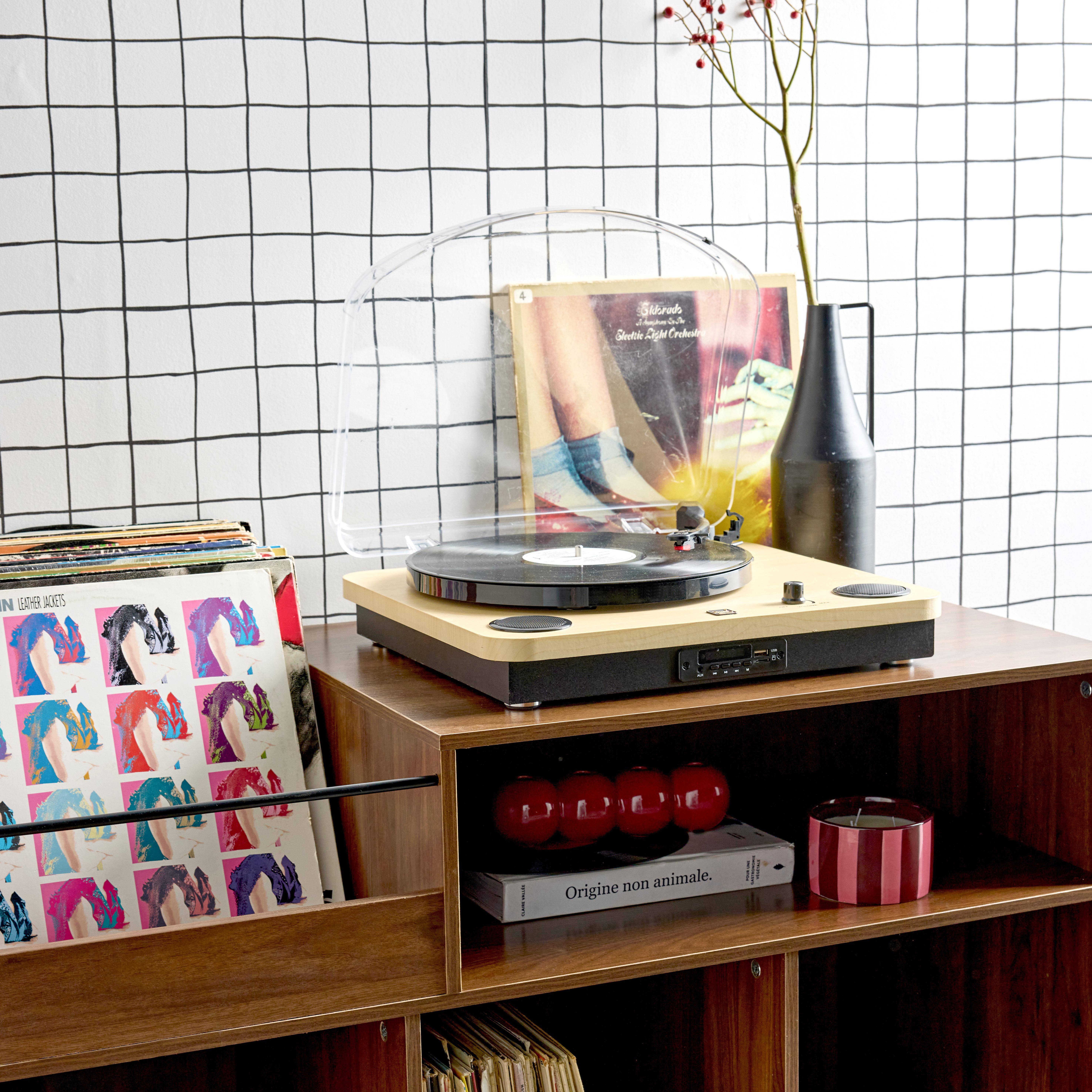 100cm vintage vinyl record cabinet with dividers, Nepal, Dark wood colour, 100x48x81.5 cm Photo3