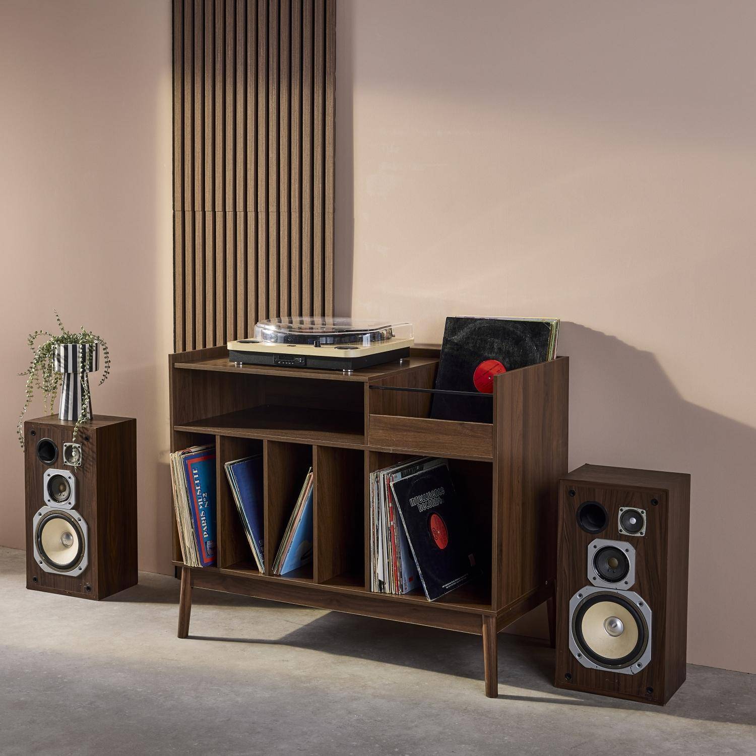 Muebles de vinilo vintage con decoración de madera oscura, 100cm Madera oscura - 100x48x81.5 cm,sweeek,Photo2
