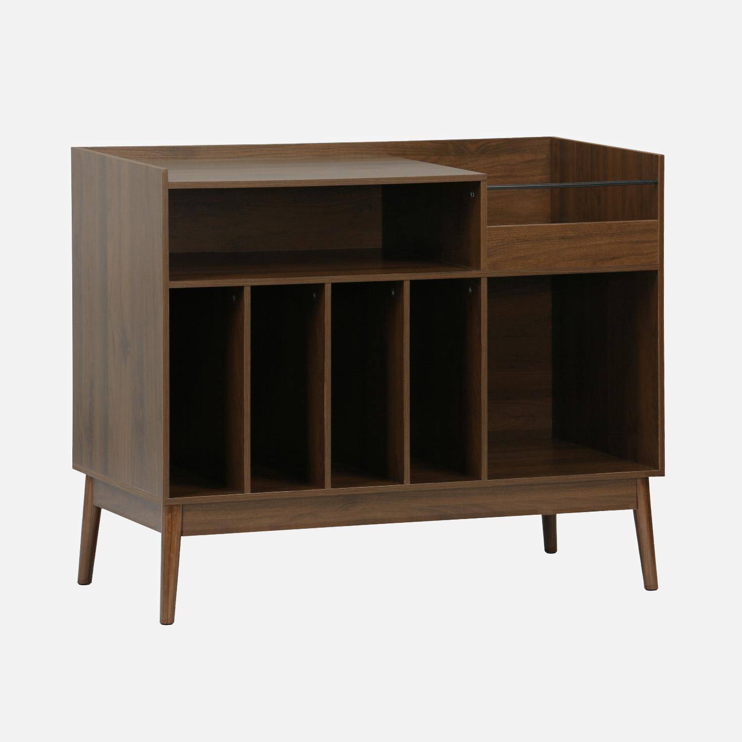Muebles de vinilo vintage con decoración de madera oscura, 100cm Madera oscura - 100x48x81.5 cm Photo4