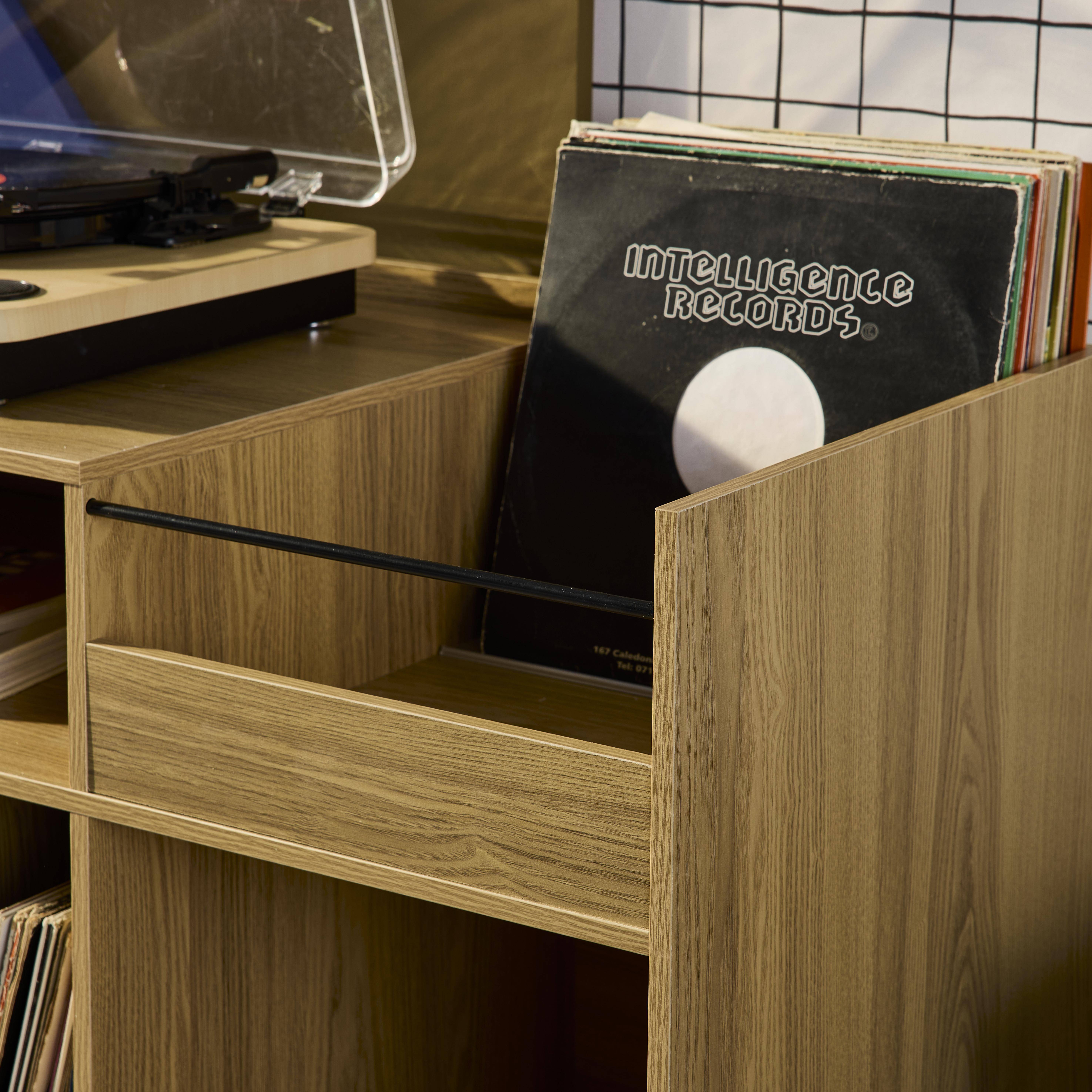 Mueble vinilo vintage con decoración madera, 100cm, Dune, Natural, 100x48x81.5 cm,sweeek,Photo4