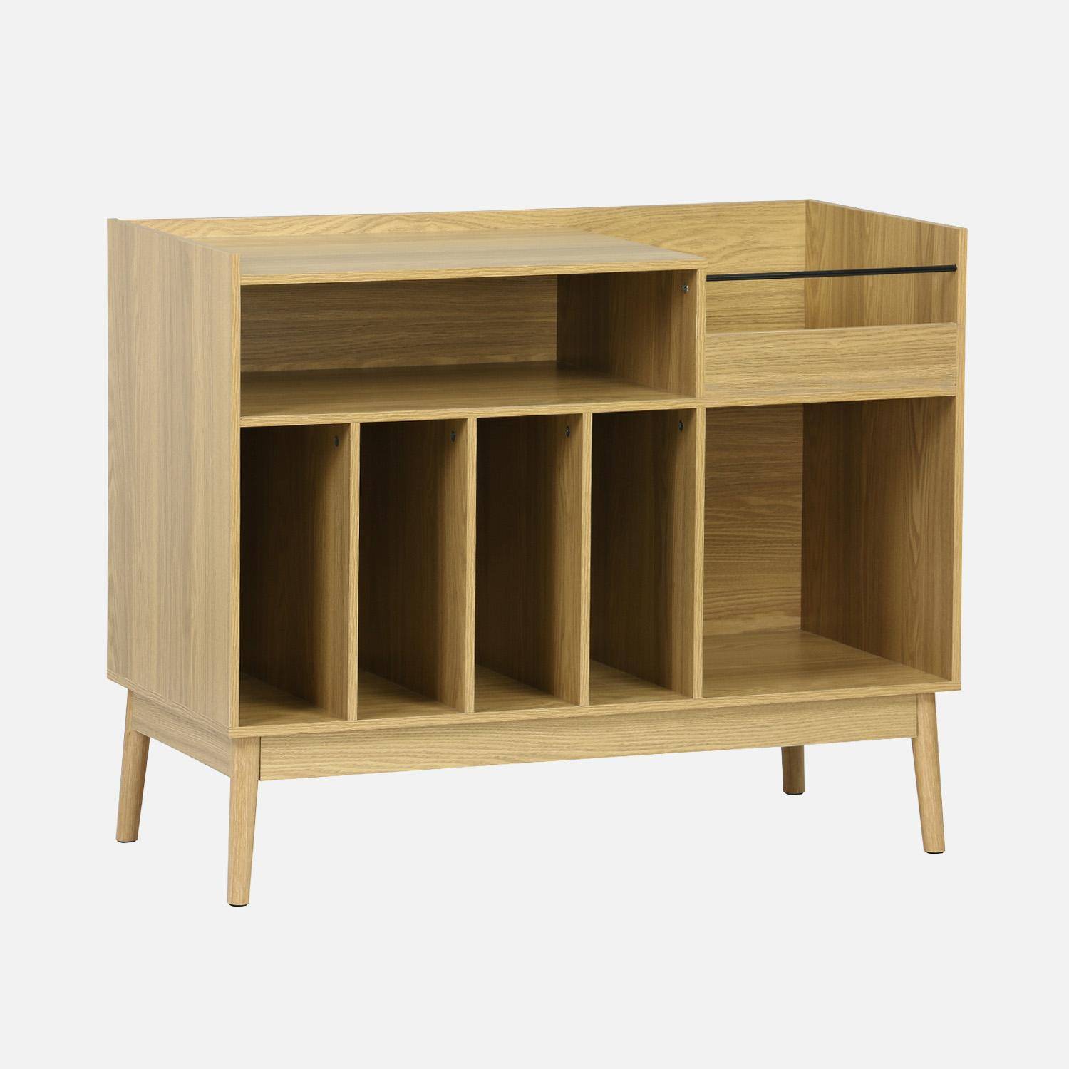 Meuble vinyle vintage décor bois, Dune, L 100 x l 48 x H 81,5cm,sweeek,Photo1