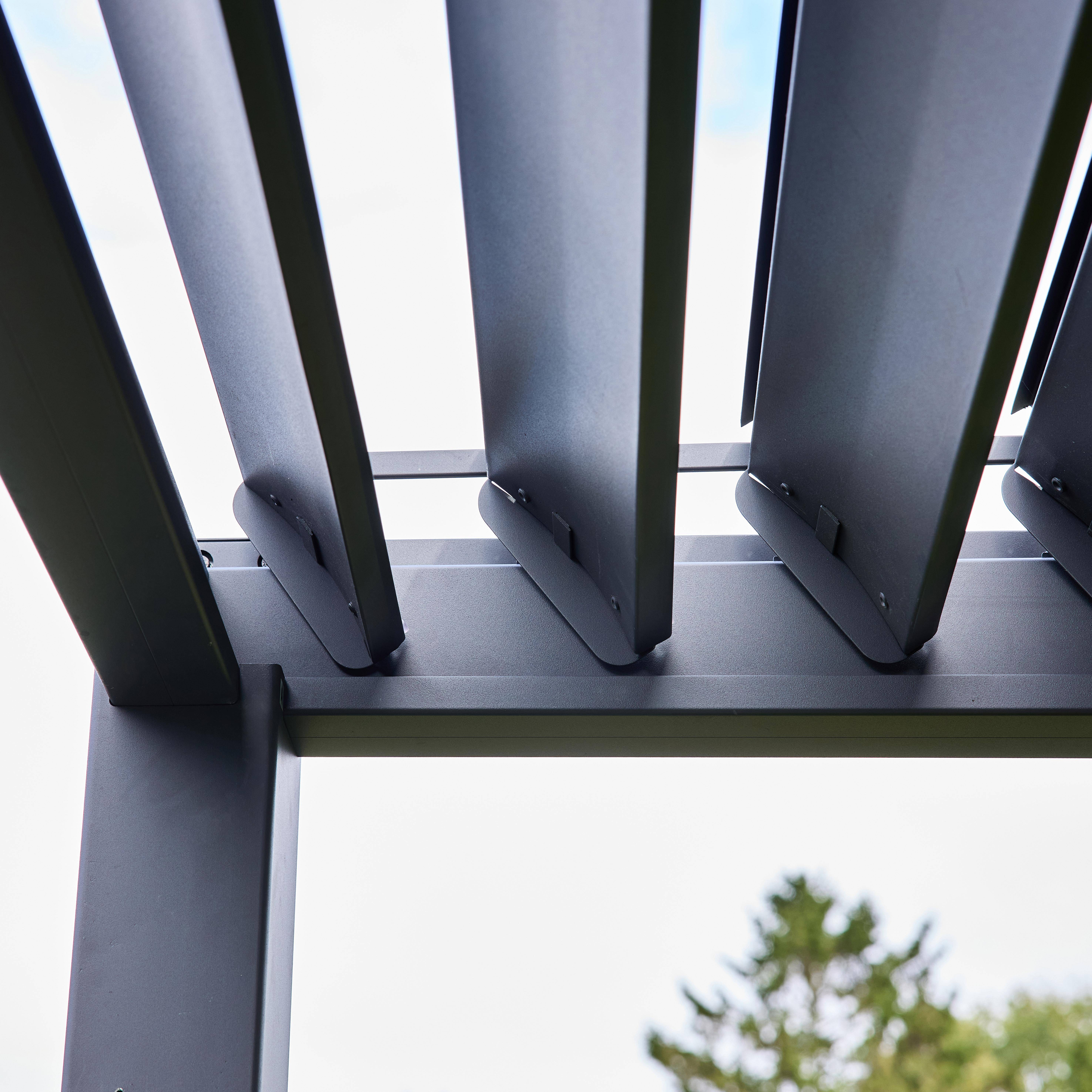 Pergola bioclimatica 3x4 in alluminio + 3 tende da 100cm, Antracite Photo3