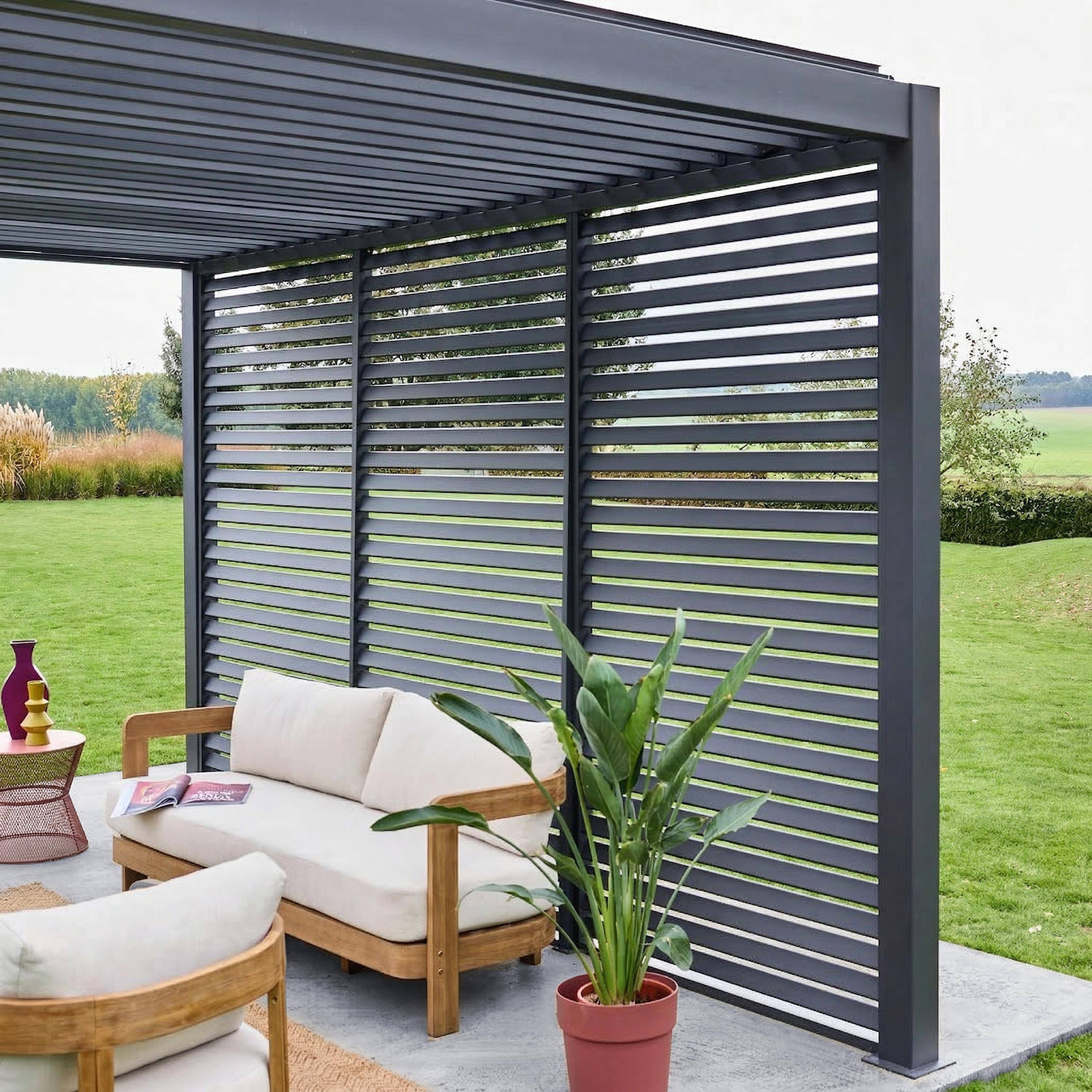 Louvered pergola aluminium 4 x 3m and 3 130cm louver panels anthracite - Triomphe,sweeek,Photo2