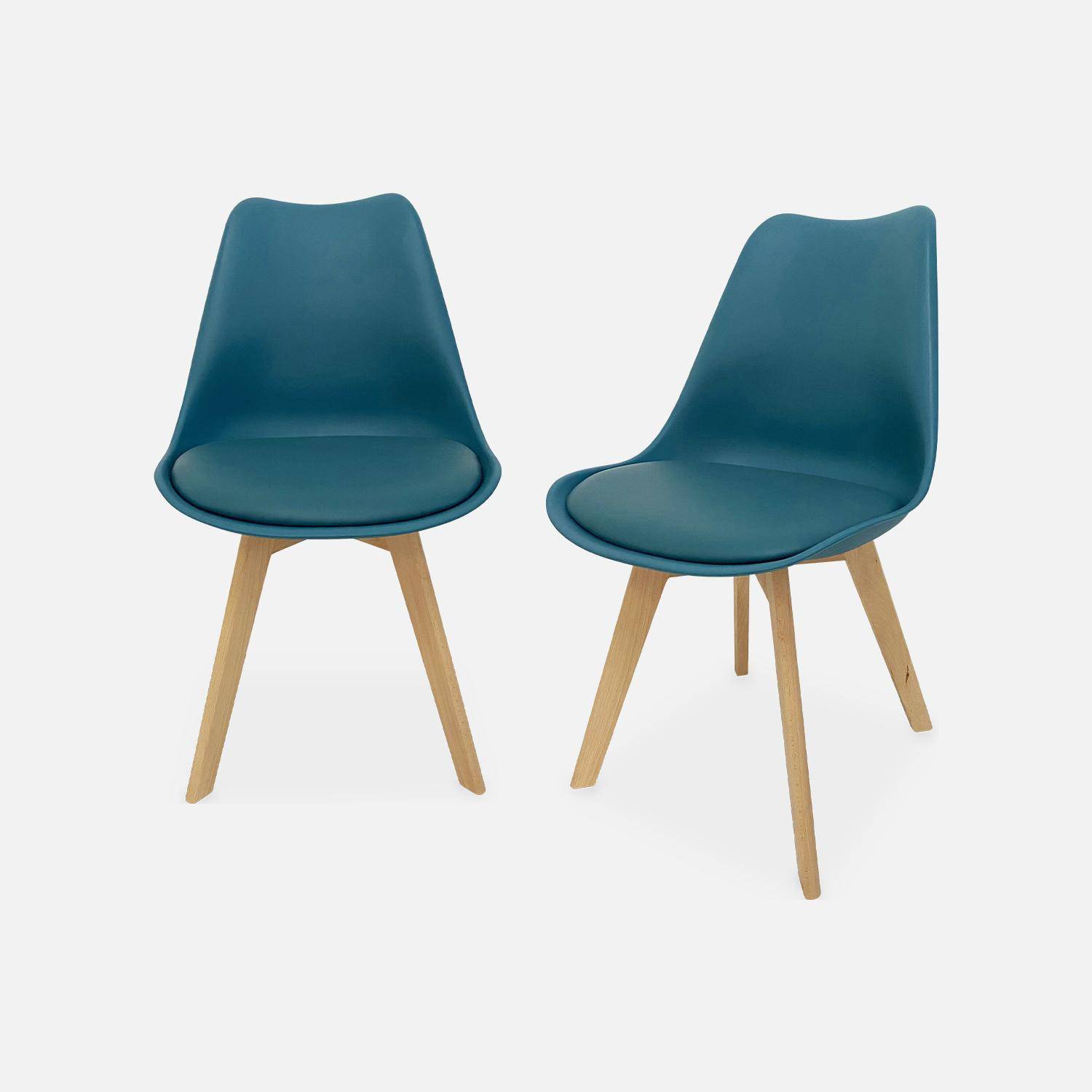 Pair of  Scandi-style dining chairs with wooden legs, Nils, Duck Blue, 47x55x81 cm,sweeek,Photo2