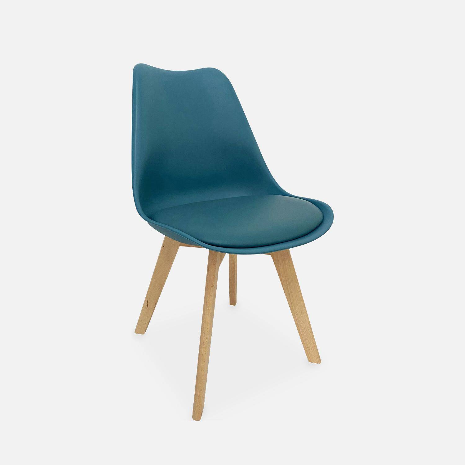 Pair of scandi-style faux-leather dining chair, blue, L49 x D55 x H81cm, NILS Photo2