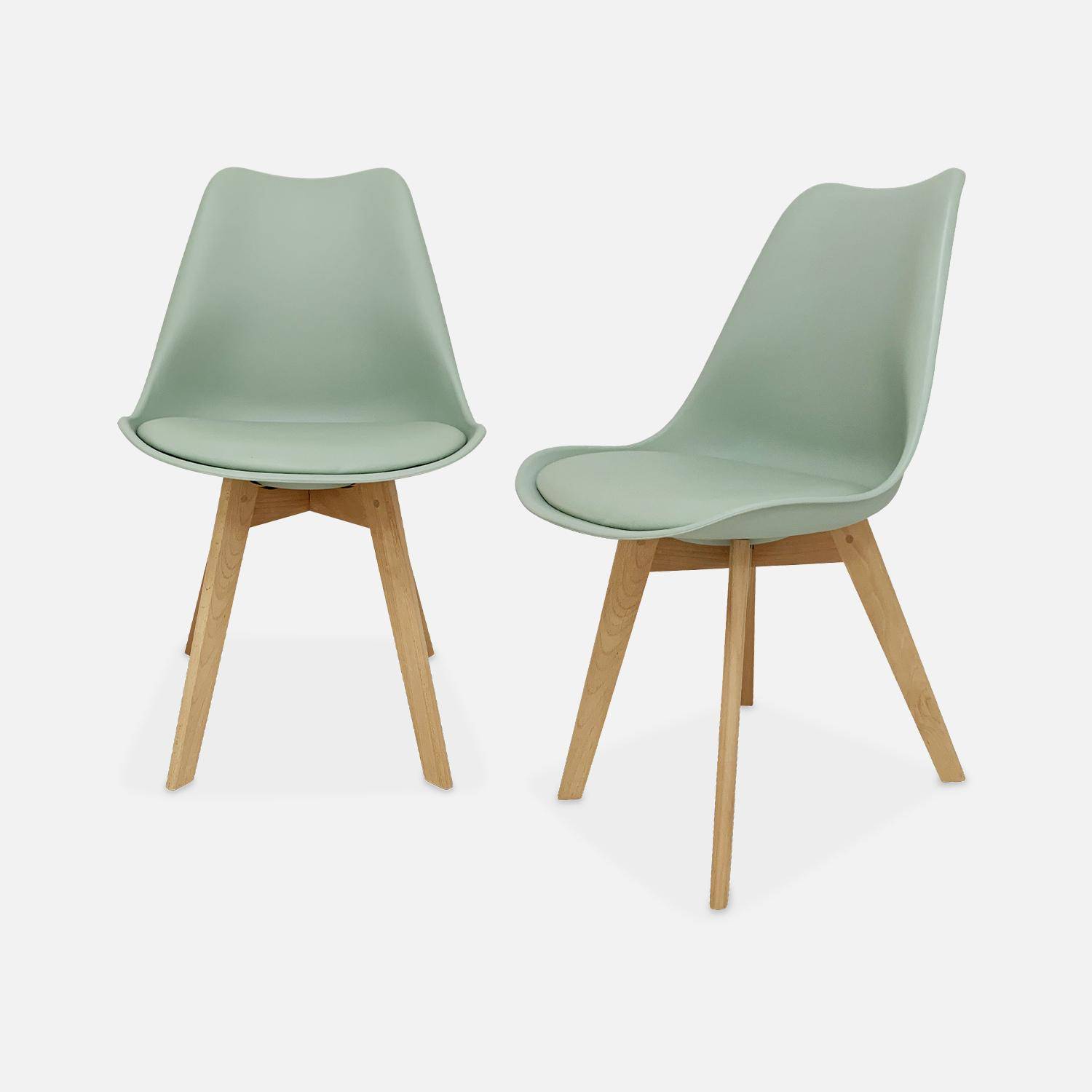 Pair of  Scandi-style dining chairs with wooden legs, Nils, Celadon Green, 47x55x81 cm Photo1