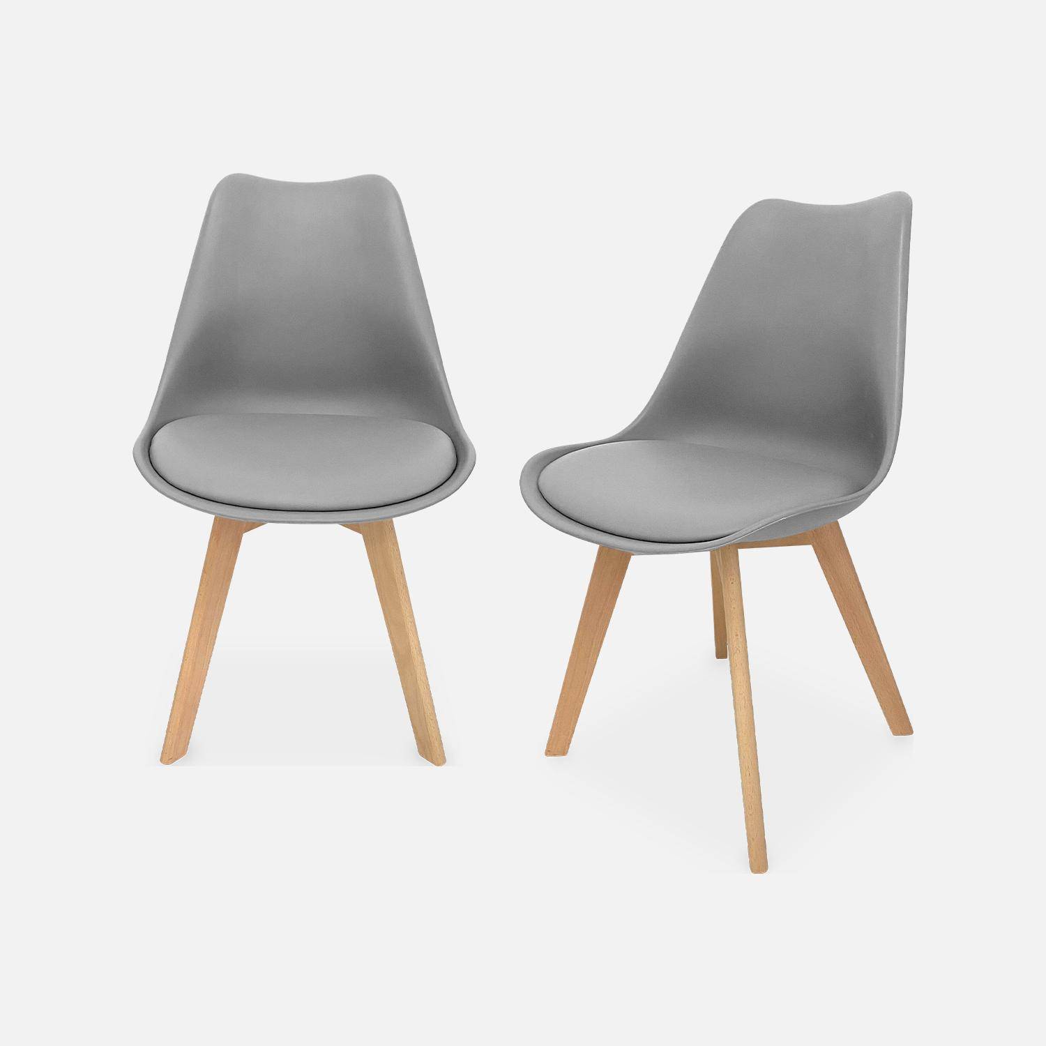 Pair of  Scandi-style dining chairs with wooden legs, Nils, Grey, 47x55x81 cm,sweeek,Photo2