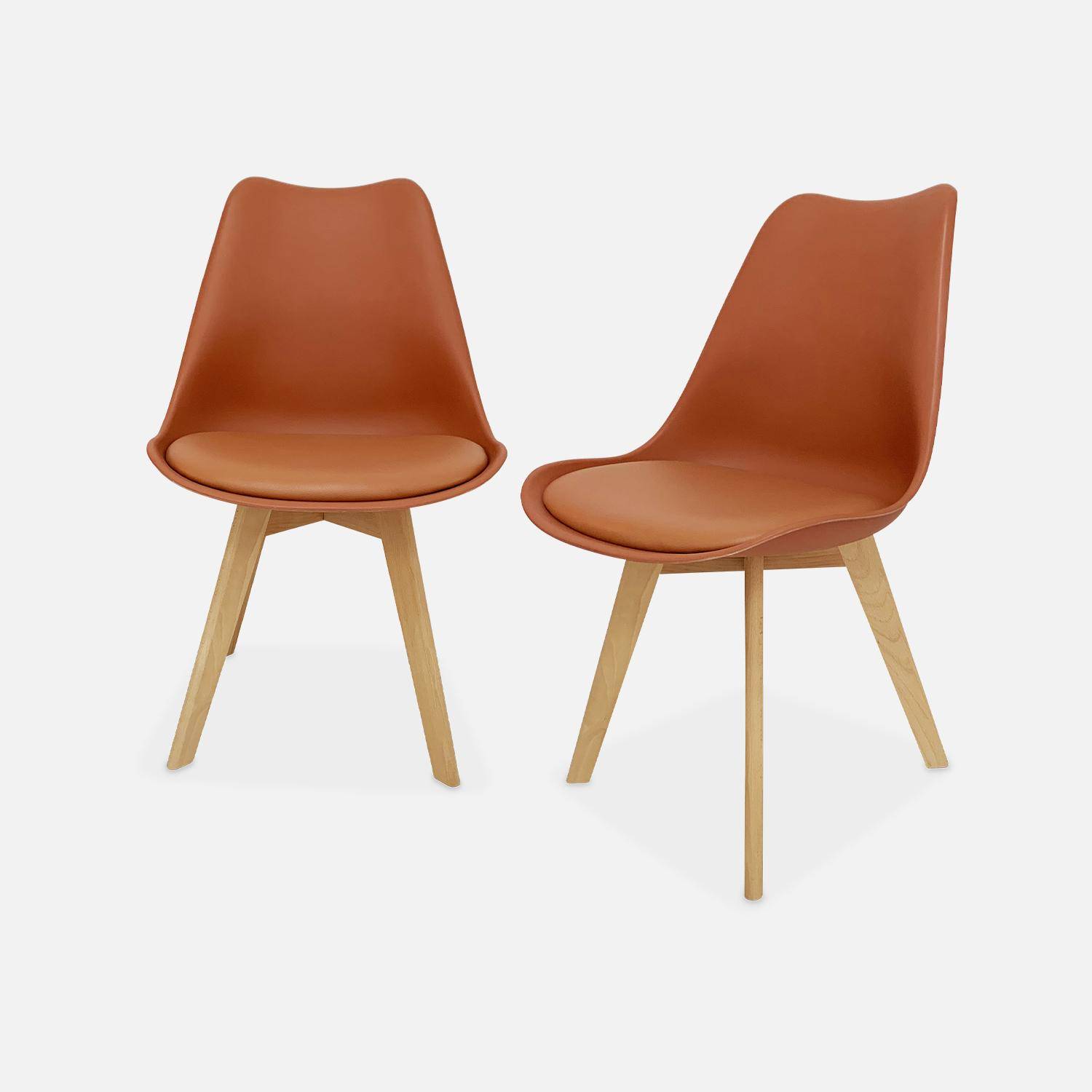 Pair of  Scandi-style dining chairs with wooden legs, Nils, Terracotta, 47x55x81 cm,sweeek,Photo2