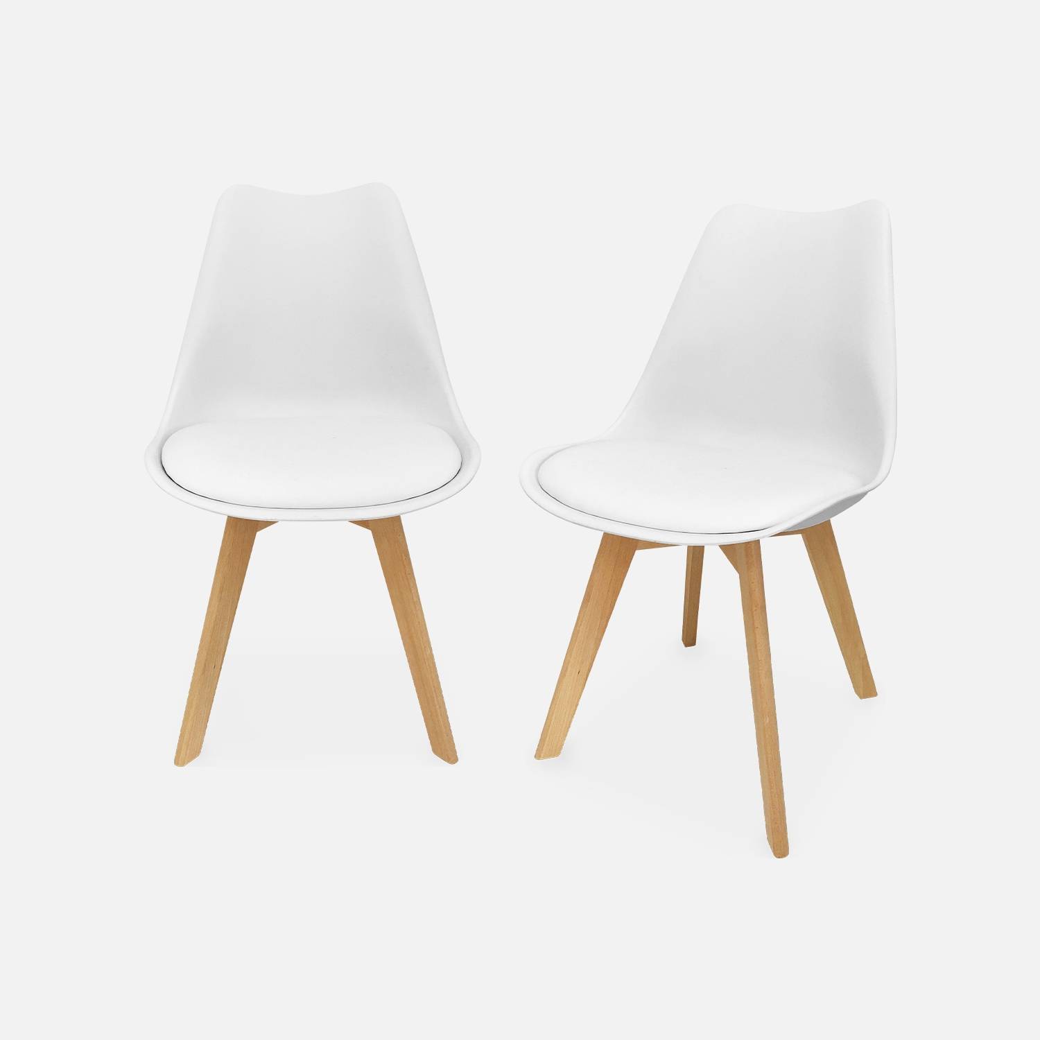 Pair of scandi-style dining chairs, white | sweeek