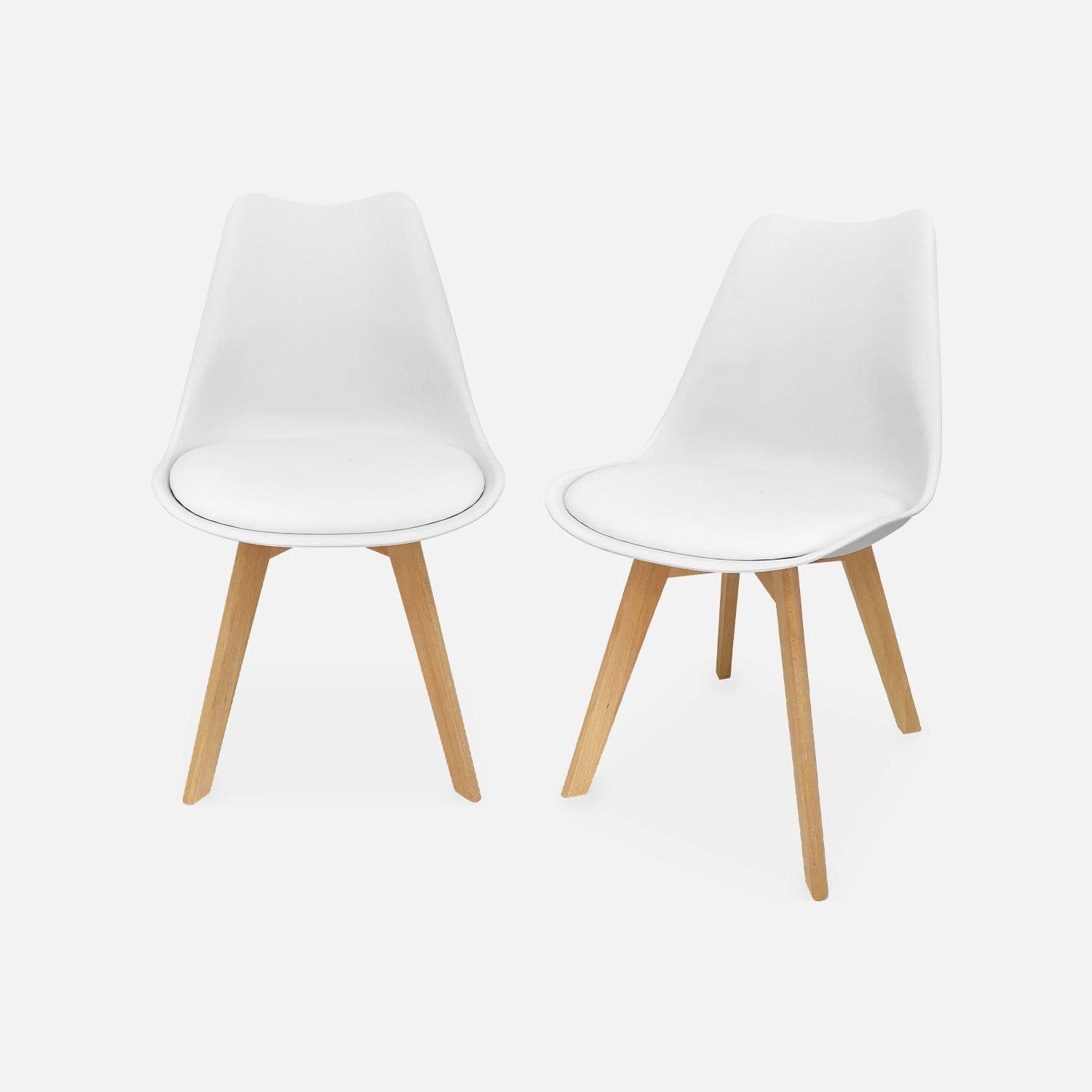 Pair of  Scandi-style dining chairs with wooden legs, Nils, White, 47x55x81 cm Photo1