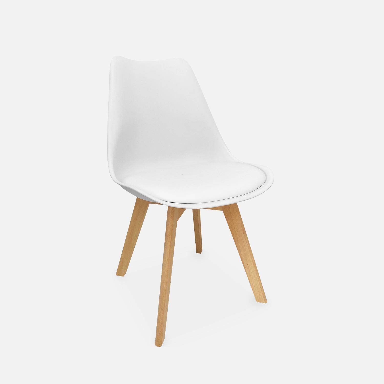 Pair of  Scandi-style dining chairs with wooden legs, Nils, White, 47x55x81 cm Photo2