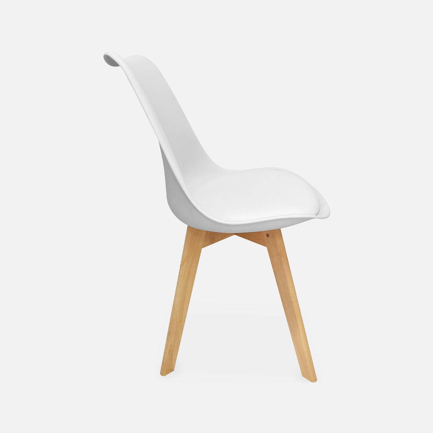 Pair of  Scandi-style dining chairs with wooden legs, Nils, White, 47x55x81 cm Photo3