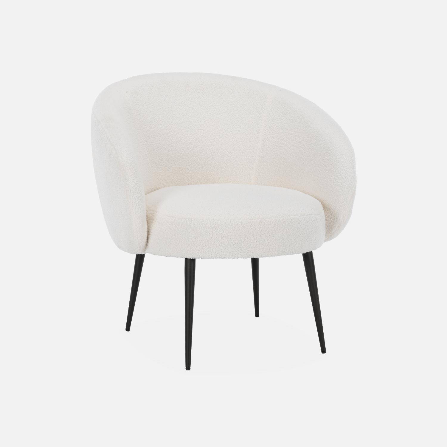 Fauteuil cosy rond en bouclette crème, Hima, L 74 x P 72 x H 80,5cm Photo4