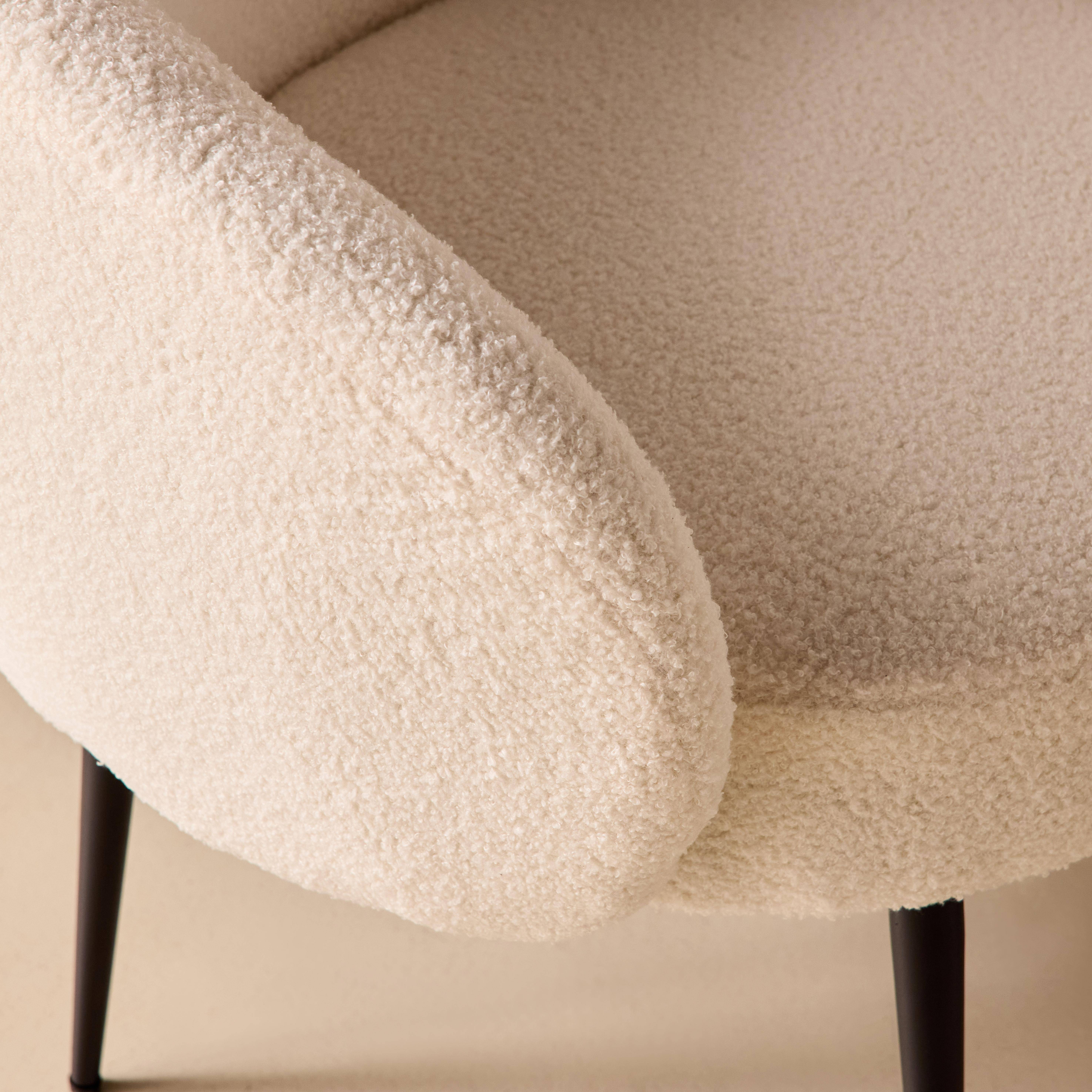 Poltrona aconchegante com design de metal e cachos, Hima, Creme, 74x72x80.5 cm Photo4