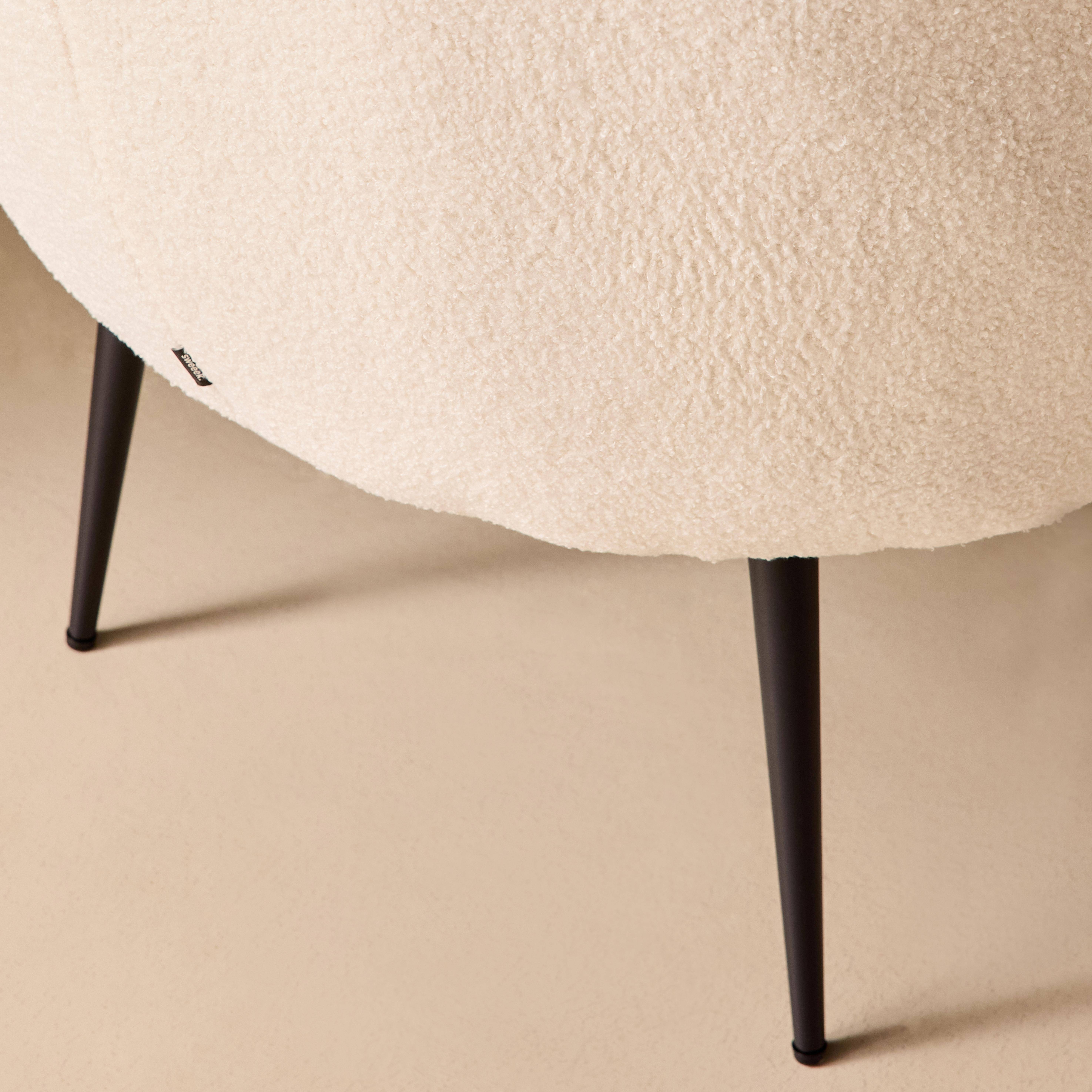 Poltrona aconchegante com design de metal e cachos, Hima, Creme, 74x72x80.5 cm,sweeek,Photo5