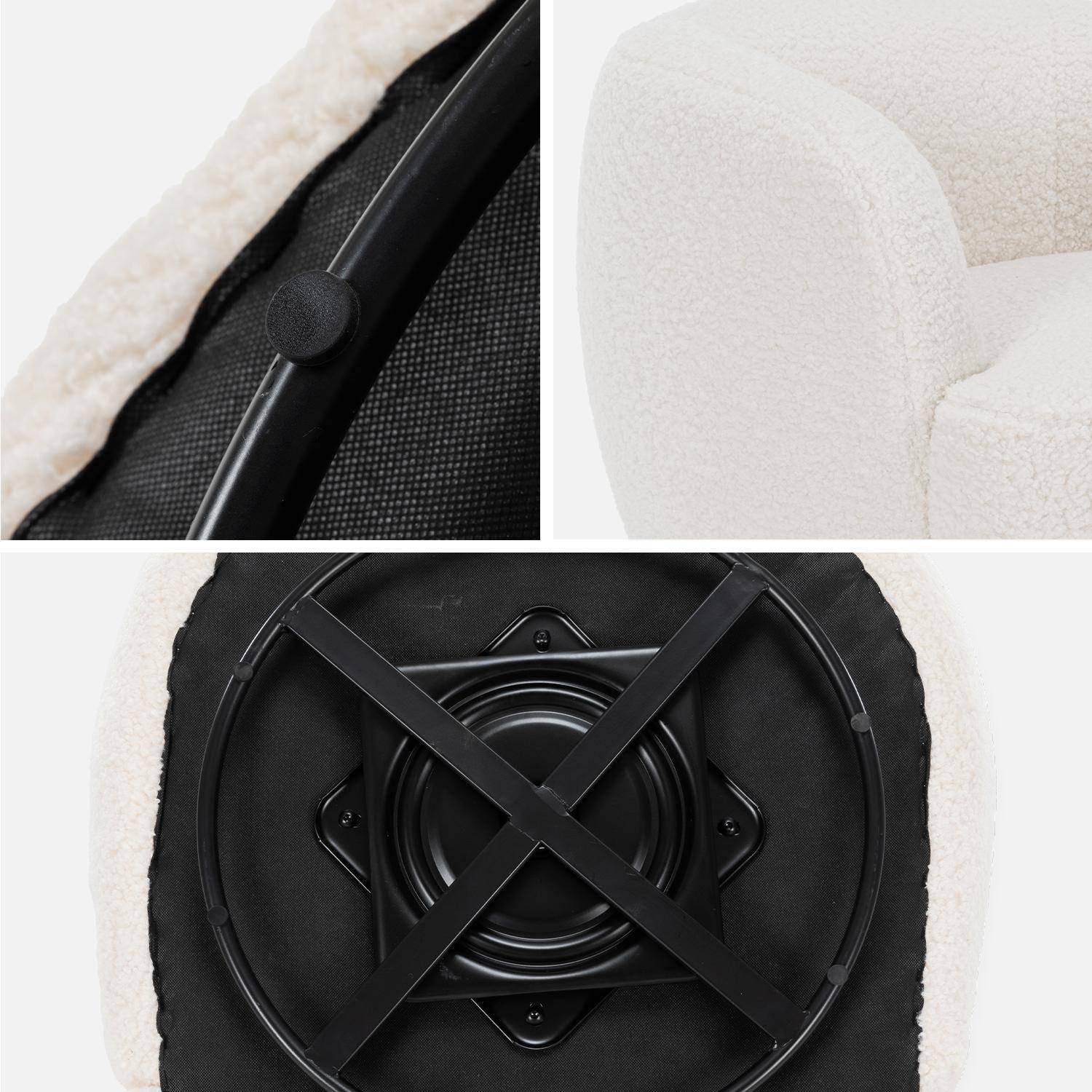 Ronde draaifauteuil in boucléstof, Laya, B 79,5 x D 77,5 x H 67cm,sweeek,Photo7