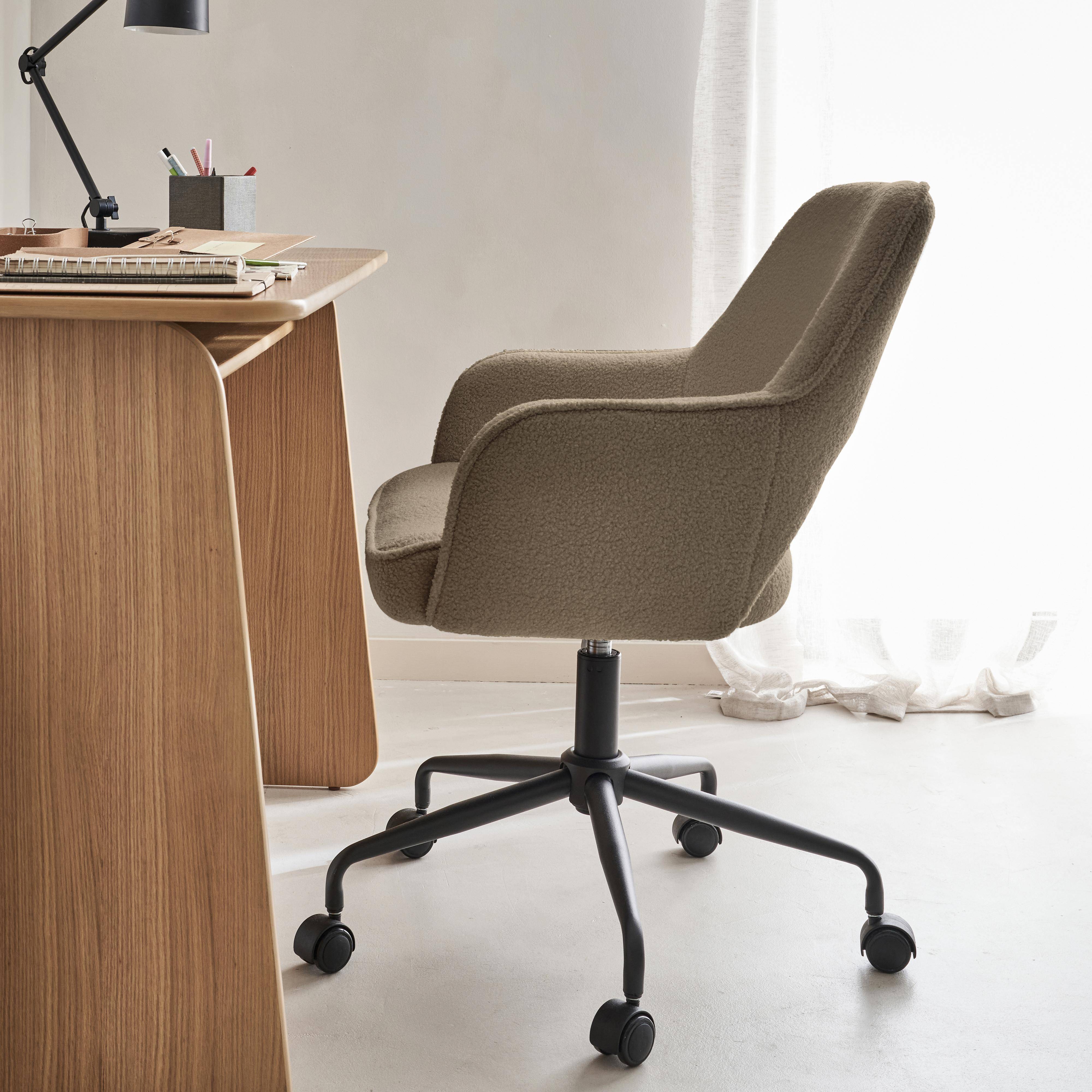 Cadeira de escritório em cor castanha com rodízios, Jim, L 60 x P 62 x A 89 / 99cm,sweeek,Photo2