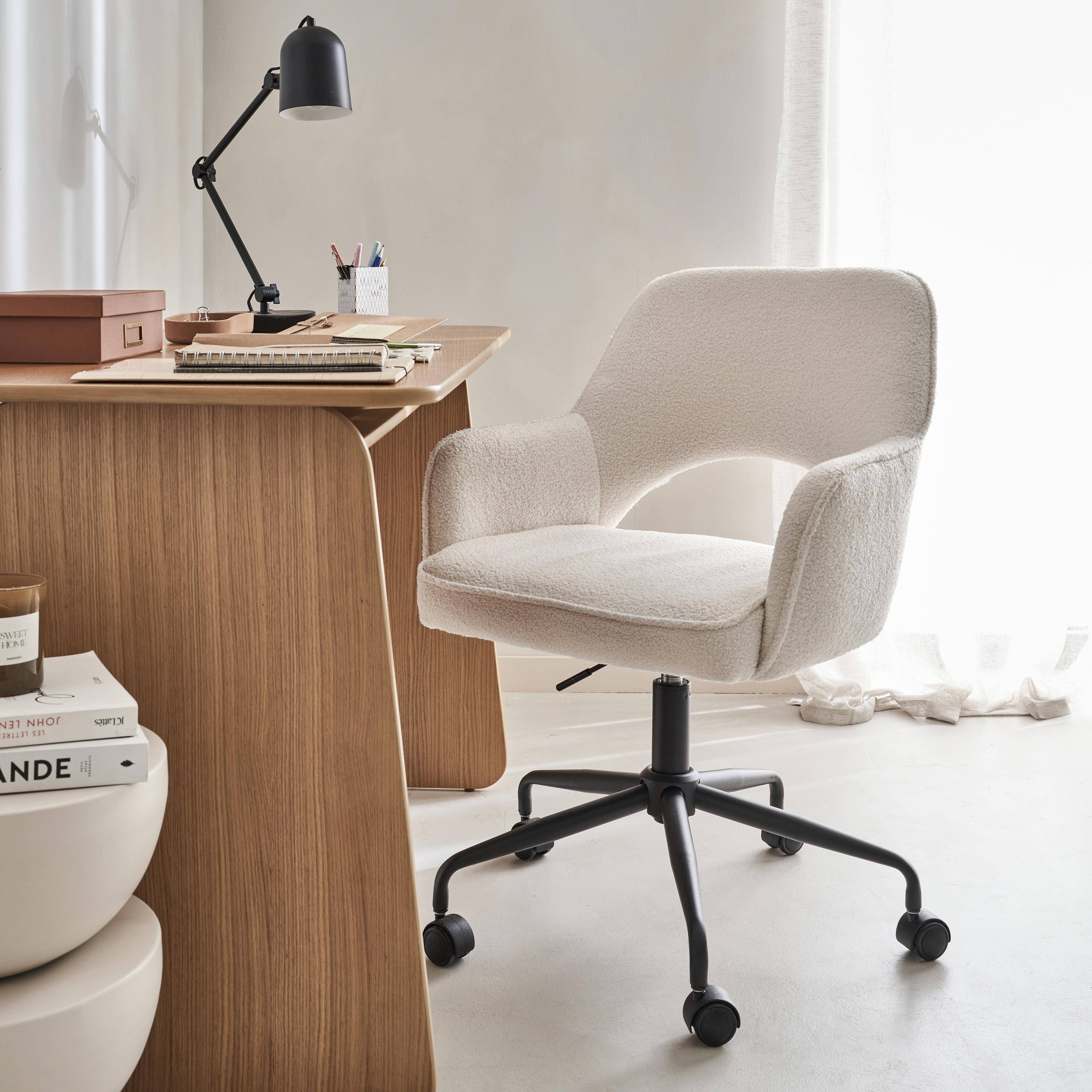 Cadeira de escritório com rodízios de argola brancos, Jim, L 60 x P 62 x A 89 / 99cm. Photo1