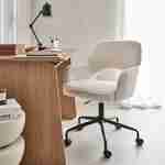 Chaise de bureau à roulettes bouclettes blanche, Jim, L 60 x P 62 x H 89 / 99cm.  Photo1