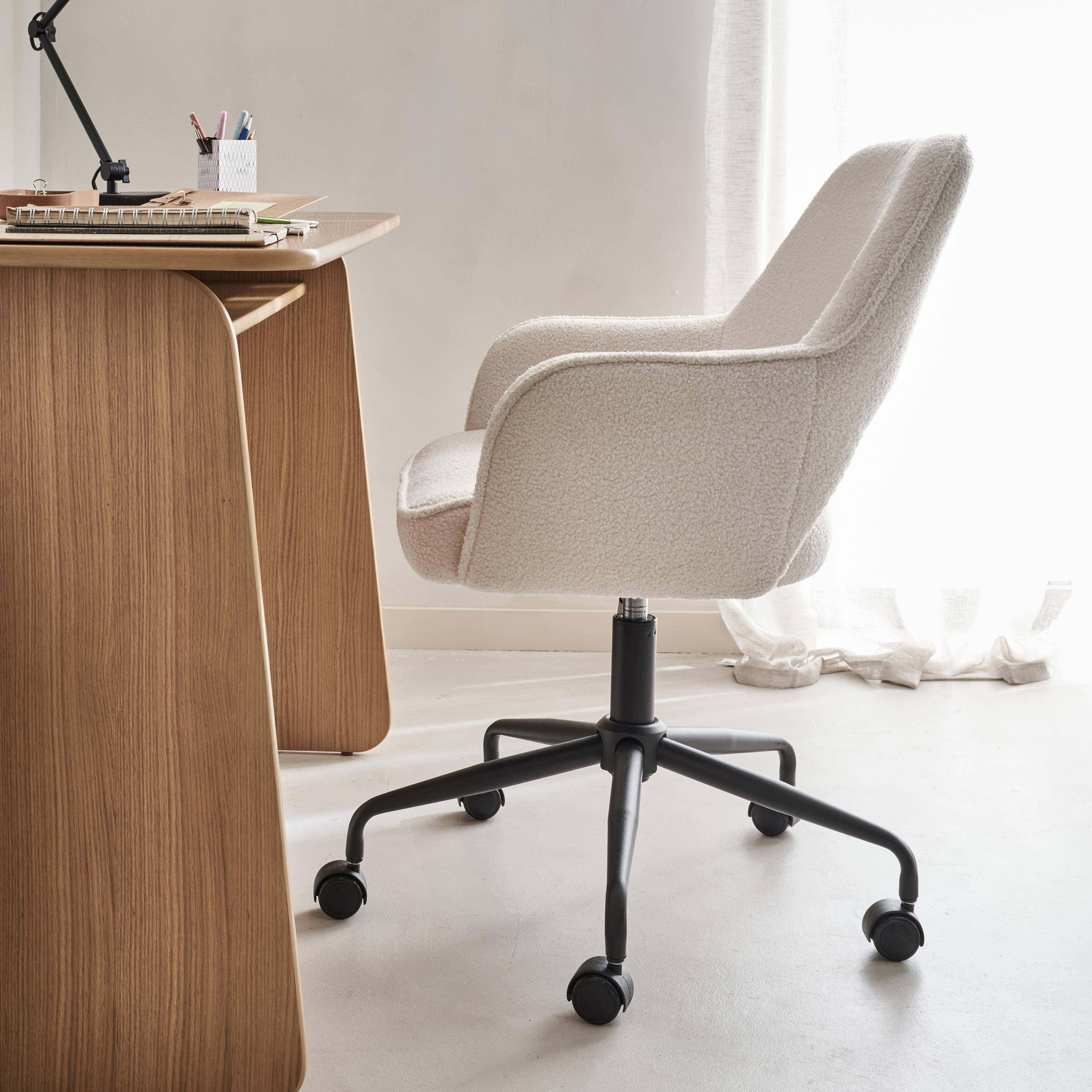 Cadeira de escritório com rodízios de argola brancos, Jim, L 60 x P 62 x A 89 / 99cm. Photo2