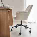 Chaise de bureau à roulettes bouclettes blanche, Jim, L 60 x P 62 x H 89 / 99cm.  Photo2