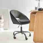 Chaise de bureau ronde à roulettes en velours gris, Pam, L 59 x P 60 x H 79 / 89cm Photo1