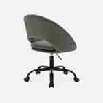Chaise de bureau ronde à roulettes en velours gris, Pam, L 59 x P 60 x H 79 / 89cm Photo5